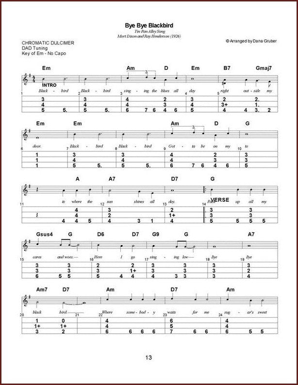 Dana Gruber - Speakeasy And Tin Pan Alley Tunes For Chromatic Dulcimer-Fingers Of Steel-PDF-Digital-Download