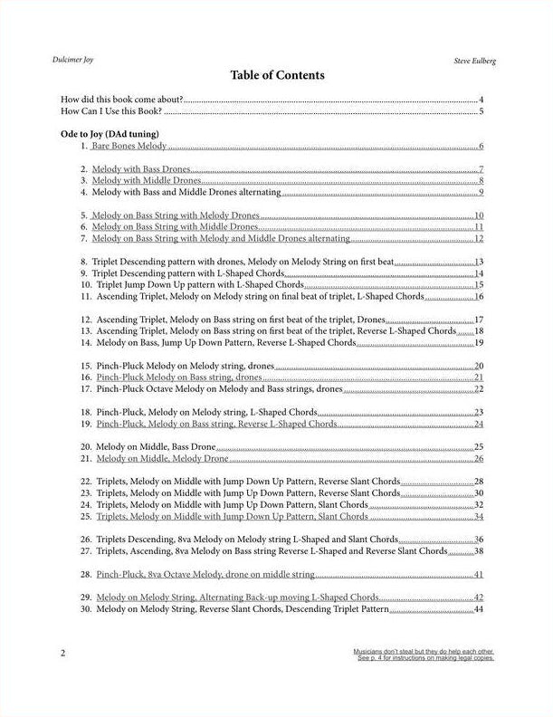 Steve Eulberg - Dulcimer Joy: Exercises For Developing Right Hand Facility And Comfort-Fingers Of Steel-PDF-Digital-Download