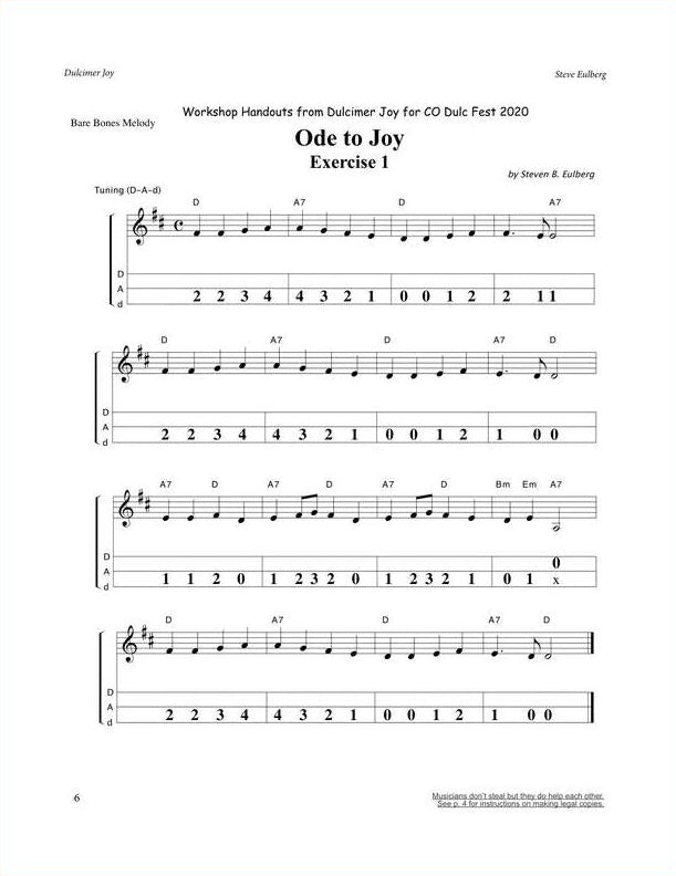 Steve Eulberg - Dulcimer Joy: Exercises For Developing Right Hand Facility And Comfort-Fingers Of Steel-PDF-Digital-Download