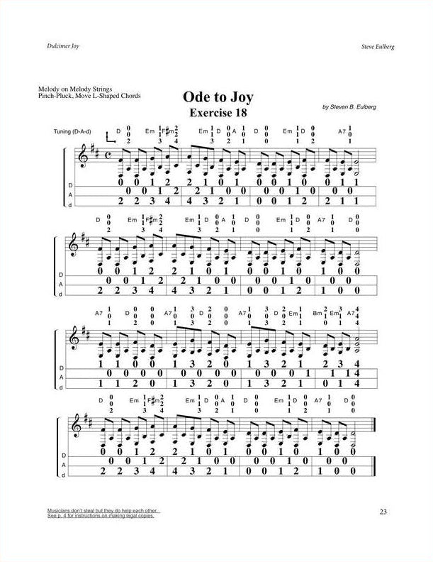 Steve Eulberg - Dulcimer Joy: Exercises For Developing Right Hand Facility And Comfort-Fingers Of Steel-PDF-Digital-Download
