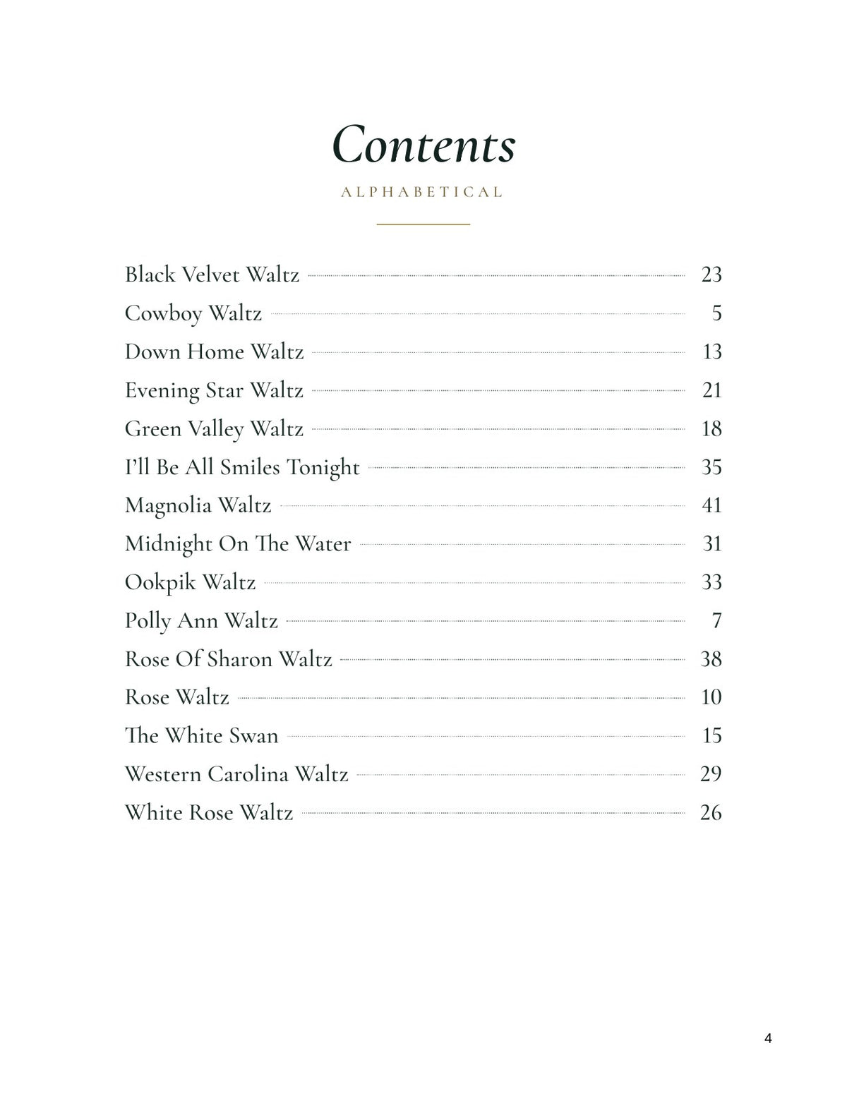 Table of contents of The Waltz Collection by Larry Conger