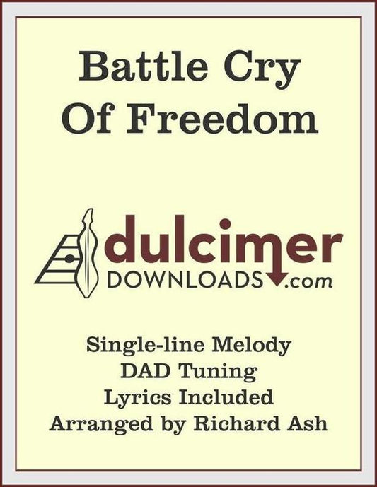 Battle Cry Of Freedom easy mountain dulcimer tab by Richard Ash