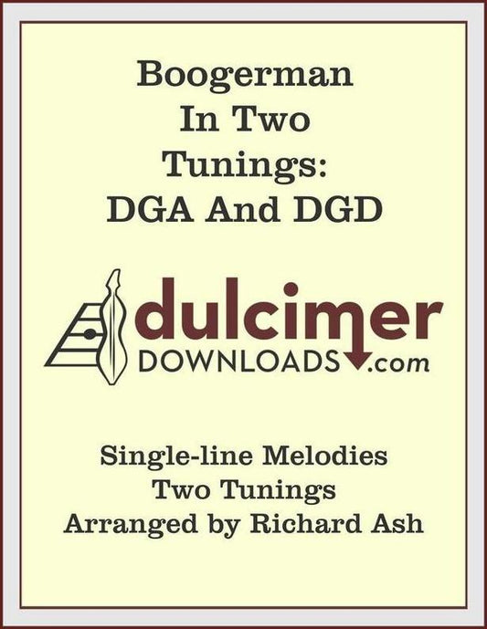 Boogerman mountain dulcimer tab in two tunings by Richard Ash