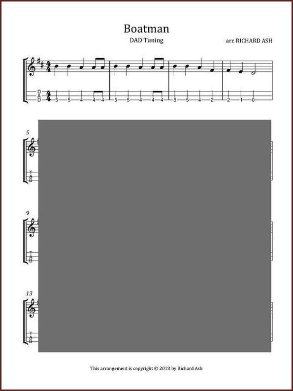 Richard Ash - Two Easy Songs In DAD Tuning (Boatman, Buffalo Gals)-Fingers Of Steel-PDF-Digital-Download