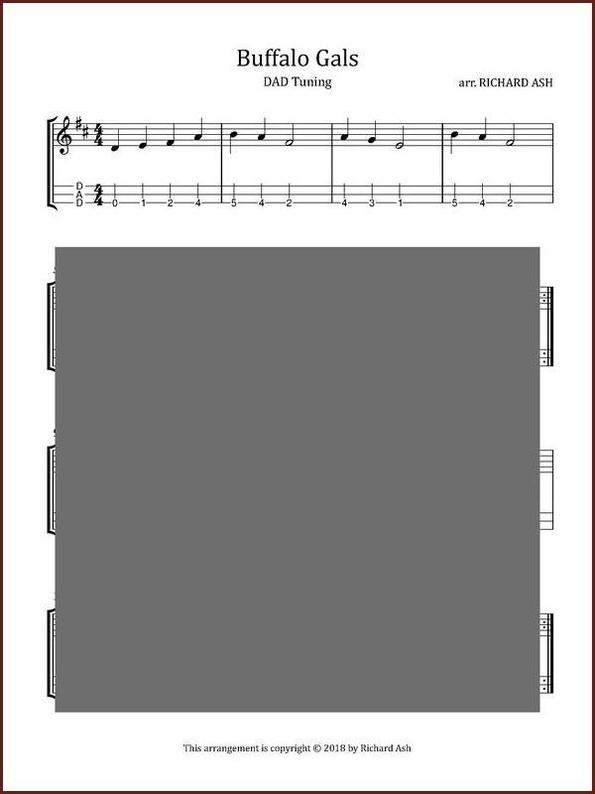 Richard Ash - Two Easy Songs In DAD Tuning (Boatman, Buffalo Gals)-Fingers Of Steel-PDF-Digital-Download