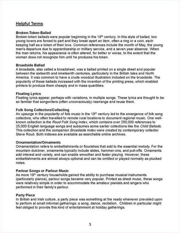 Sample page from From Ditties To Dirges: Helpful Terms