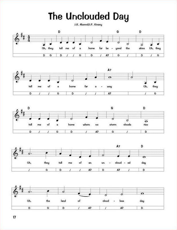 The Unclouded Day in standard notation, from Occasional Number 2 - 18 Traditional Gospel Favorites For Autoharp