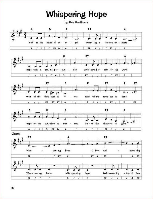 Whispering Hope in standard notation, from Occasional Number 2 - 18 Traditional Gospel Favorites For Autoharp